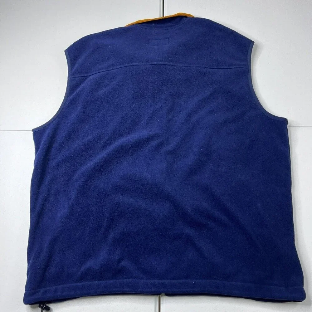 L.L. Bean Fleece Full Zip Vest Blue Orange Men’s Size XL - Picture 6 of 6
